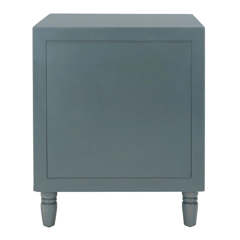 Comodino con 2 cassetti, Verde Ottanio Scuro / Grigio Cenere, 56 cm L x 56 cm P x 66 cm A, Singolo