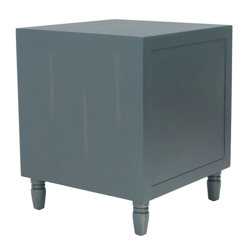 Comodino con 2 cassetti, Verde Ottanio Scuro / Grigio Cenere, 56 cm L x 56 cm P x 66 cm A, Singolo