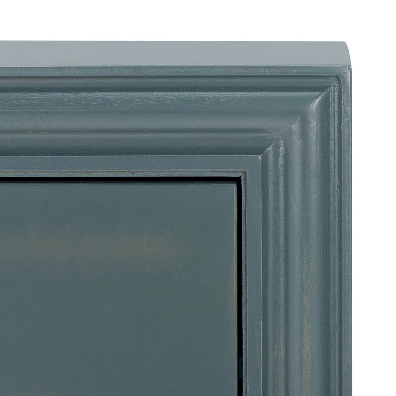Comodino con 2 cassetti, Verde Ottanio Scuro / Grigio Cenere, 56 cm L x 56 cm P x 66 cm A, Singolo