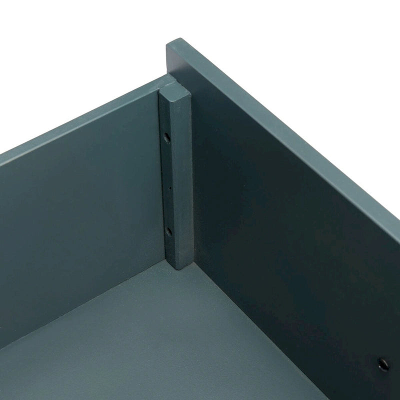 Comodino con 2 cassetti, Verde Ottanio Scuro / Grigio Cenere, 56 cm L x 56 cm P x 66 cm A, Singolo
