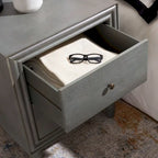 Comodino con 2 cassetti, Verde Ottanio Scuro / Grigio Cenere, 56 cm L x 56 cm P x 66 cm A, Singolo