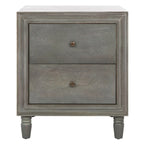 Comodino con 2 cassetti, Verde Ottanio Scuro / Grigio Cenere, 56 cm L x 56 cm P x 66 cm A, Singolo