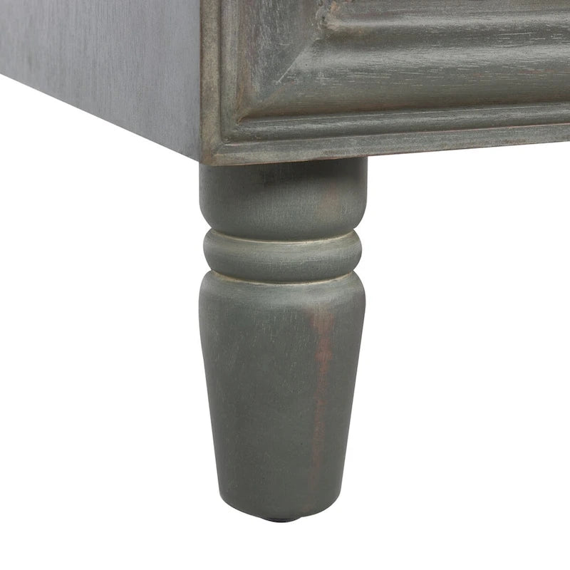 Comodino con 2 cassetti, Verde Ottanio Scuro / Grigio Cenere, 56 cm L x 56 cm P x 66 cm A, Singolo