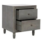 Comodino con 2 cassetti, Verde Ottanio Scuro / Grigio Cenere, 56 cm L x 56 cm P x 66 cm A, Singolo
