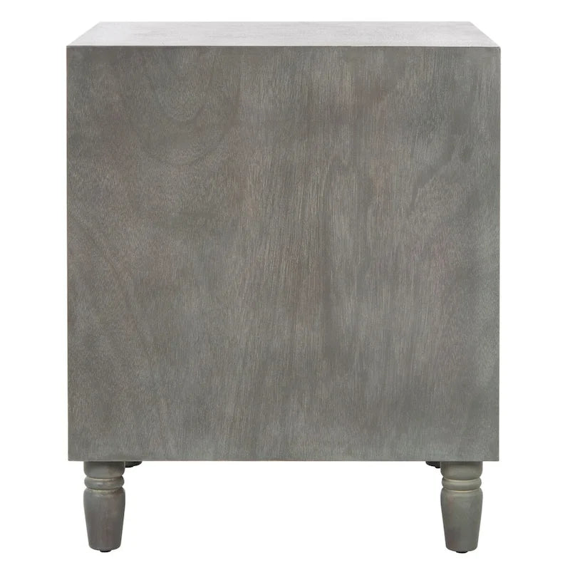 Comodino con 2 cassetti, Verde Ottanio Scuro / Grigio Cenere, 56 cm L x 56 cm P x 66 cm A, Singolo