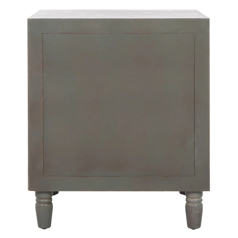Comodino con 2 cassetti, Verde Ottanio Scuro / Grigio Cenere, 56 cm L x 56 cm P x 66 cm A, Singolo
