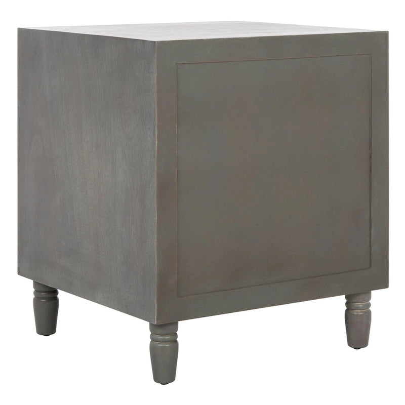 Comodino con 2 cassetti, Verde Ottanio Scuro / Grigio Cenere, 56 cm L x 56 cm P x 66 cm A, Singolo