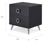 Comodino a 2 cassetti con gambe affusolate – Nero / Espresso / Bianco
