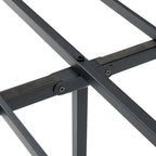 Struttura letto a piattaforma in metallo nero con testiera effetto legno, matrimoniale/queen-size, 2 persone