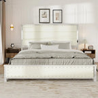 Struttura letto a piattaforma in ecopelle grigio scuro con luci a LED e cassetti portaoggetti – Queen/King