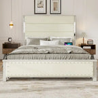 Struttura letto a piattaforma in ecopelle grigio scuro con luci a LED e cassetti portaoggetti – Queen/King