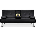 Divano letto futon in ecopelle, reclinabile, 3 posti – Nero / Marrone / Grigio / Espresso / Bianco