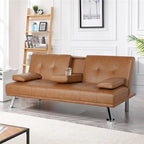 Divano letto futon in ecopelle, reclinabile, 3 posti – Nero / Marrone / Grigio / Espresso / Bianco