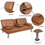 Divano letto futon in ecopelle, reclinabile, 3 posti – Nero / Marrone / Grigio / Espresso / Bianco