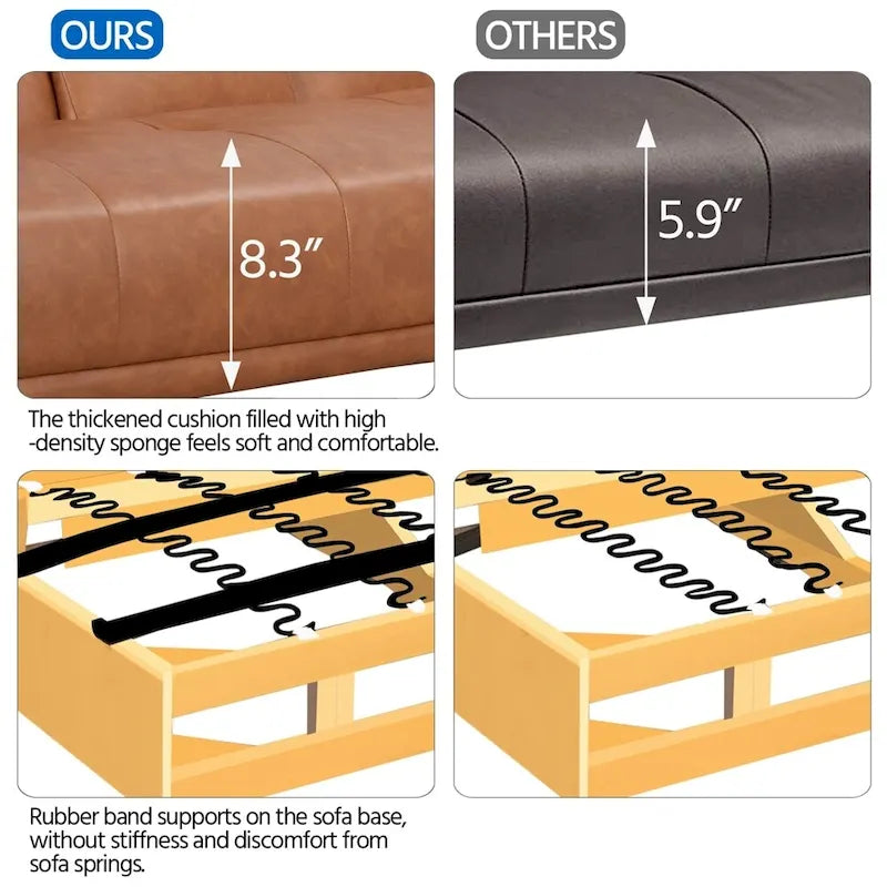 Divano letto futon in ecopelle, reclinabile, 3 posti – Nero / Marrone / Grigio / Espresso / Bianco