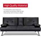 Divano letto futon in ecopelle, reclinabile, 3 posti – Nero / Marrone / Grigio / Espresso / Bianco