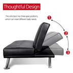 Divano letto futon in ecopelle, reclinabile, 3 posti – Nero / Marrone / Grigio / Espresso / Bianco