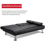 Divano letto futon in ecopelle, reclinabile, 3 posti – Nero / Marrone / Grigio / Espresso / Bianco