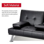 Divano letto futon in ecopelle, reclinabile, 3 posti – Nero / Marrone / Grigio / Espresso / Bianco