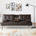 Divano letto futon in ecopelle, reclinabile, 3 posti – Nero / Marrone / Grigio / Espresso / Bianco