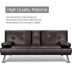 Divano letto futon in ecopelle, reclinabile, 3 posti – Nero / Marrone / Grigio / Espresso / Bianco