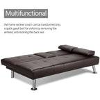 Divano letto futon in ecopelle, reclinabile, 3 posti – Nero / Marrone / Grigio / Espresso / Bianco