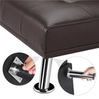 Divano letto futon in ecopelle, reclinabile, 3 posti – Nero / Marrone / Grigio / Espresso / Bianco