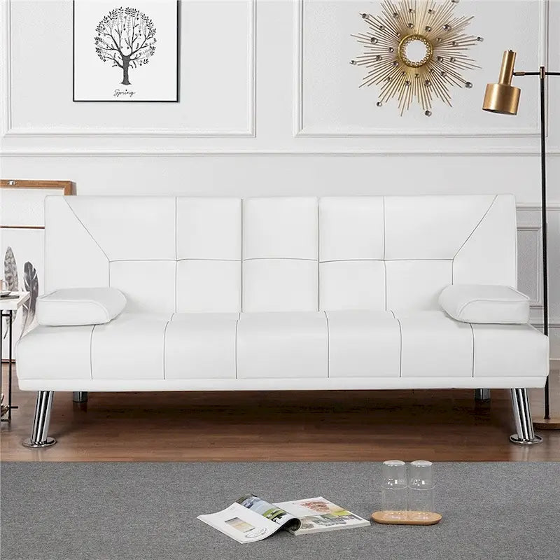 Divano letto futon in ecopelle, reclinabile, 3 posti – Nero / Marrone / Grigio / Espresso / Bianco