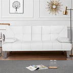 Divano letto futon in ecopelle, reclinabile, 3 posti – Nero / Marrone / Grigio / Espresso / Bianco