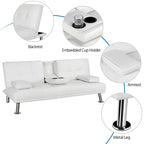 Divano letto futon in ecopelle, reclinabile, 3 posti – Nero / Marrone / Grigio / Espresso / Bianco