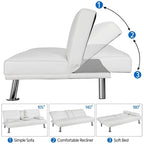 Divano letto futon in ecopelle, reclinabile, 3 posti – Nero / Marrone / Grigio / Espresso / Bianco