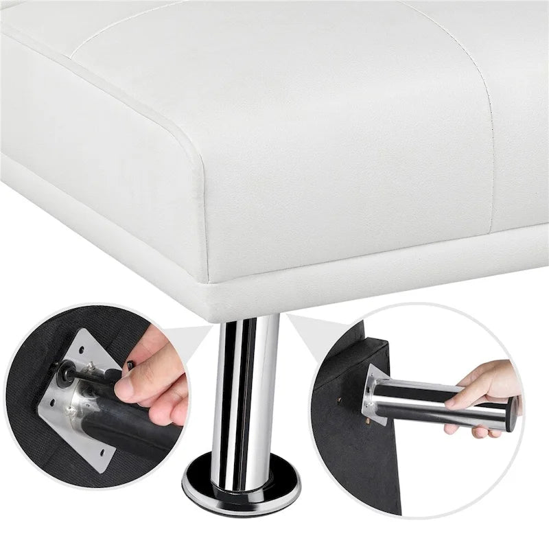 Divano letto futon in ecopelle, reclinabile, 3 posti – Nero / Marrone / Grigio / Espresso / Bianco