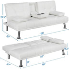 Divano letto futon in ecopelle, reclinabile, 3 posti – Nero / Marrone / Grigio / Espresso / Bianco
