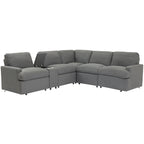 Divano componibile reclinabile elettrico a L grigio scuro/beige, 4 posti