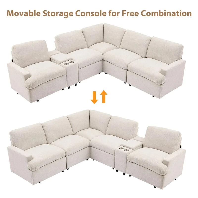 Divano componibile reclinabile elettrico a L grigio scuro/beige, 4 posti