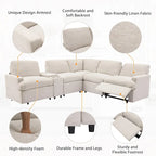 Divano componibile reclinabile elettrico a L grigio scuro/beige, 4 posti