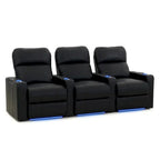 Poltrona reclinabile in pelle nera Black Power Home Theater, fila da 3