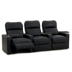 Poltrona reclinabile in pelle nera Black Power Home Theater, fila da 3