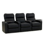Poltrona reclinabile in pelle nera Black Power Home Theater, fila da 3