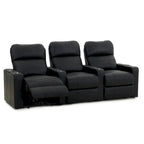 Poltrona reclinabile in pelle nera Black Power Home Theater, fila da 3
