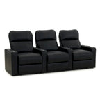 Poltrona reclinabile in pelle nera Black Power Home Theater, fila da 3