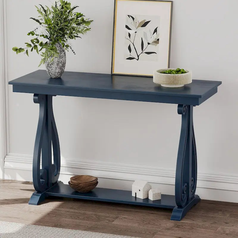 Consolle da 48", Blu Navy/Noce/Nero/Espresso, Ripiano Aperto, Montaggio a 1 persona