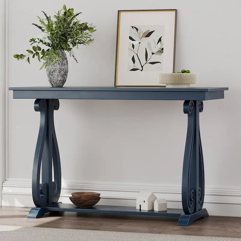 Consolle da 48", Blu Navy/Noce/Nero/Espresso, Ripiano Aperto, Montaggio a 1 persona