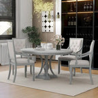 Grigio antico / Nero / Rovere e Bianco | Set da pranzo rotondo allungabile da 5 pezzi per 4 persone