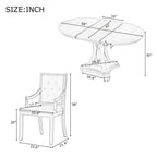 Grigio antico / Nero / Rovere e Bianco | Set da pranzo rotondo allungabile da 5 pezzi per 4 persone