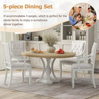 Grigio antico / Nero / Rovere e Bianco | Set da pranzo rotondo allungabile da 5 pezzi per 4 persone