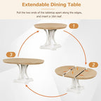 Grigio antico / Nero / Rovere e Bianco | Set da pranzo rotondo allungabile da 5 pezzi per 4 persone