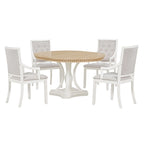 Grigio antico / Nero / Rovere e Bianco | Set da pranzo rotondo allungabile da 5 pezzi per 4 persone