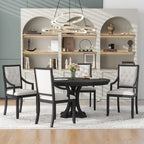 Grigio antico / Nero / Rovere e Bianco | Set da pranzo rotondo allungabile da 5 pezzi per 4 persone