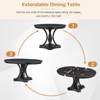Grigio antico / Nero / Rovere e Bianco | Set da pranzo rotondo allungabile da 5 pezzi per 4 persone